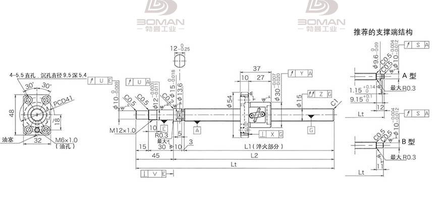 KURODA GP1502DS-BAPR-0300B-C3F 黑田丝杆型号含义对照表